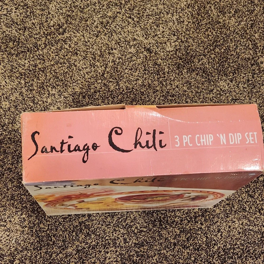 Clay Art Santiago Hand Painted Stonelite Pepper Chip N' Dip Set 3 Piece 16